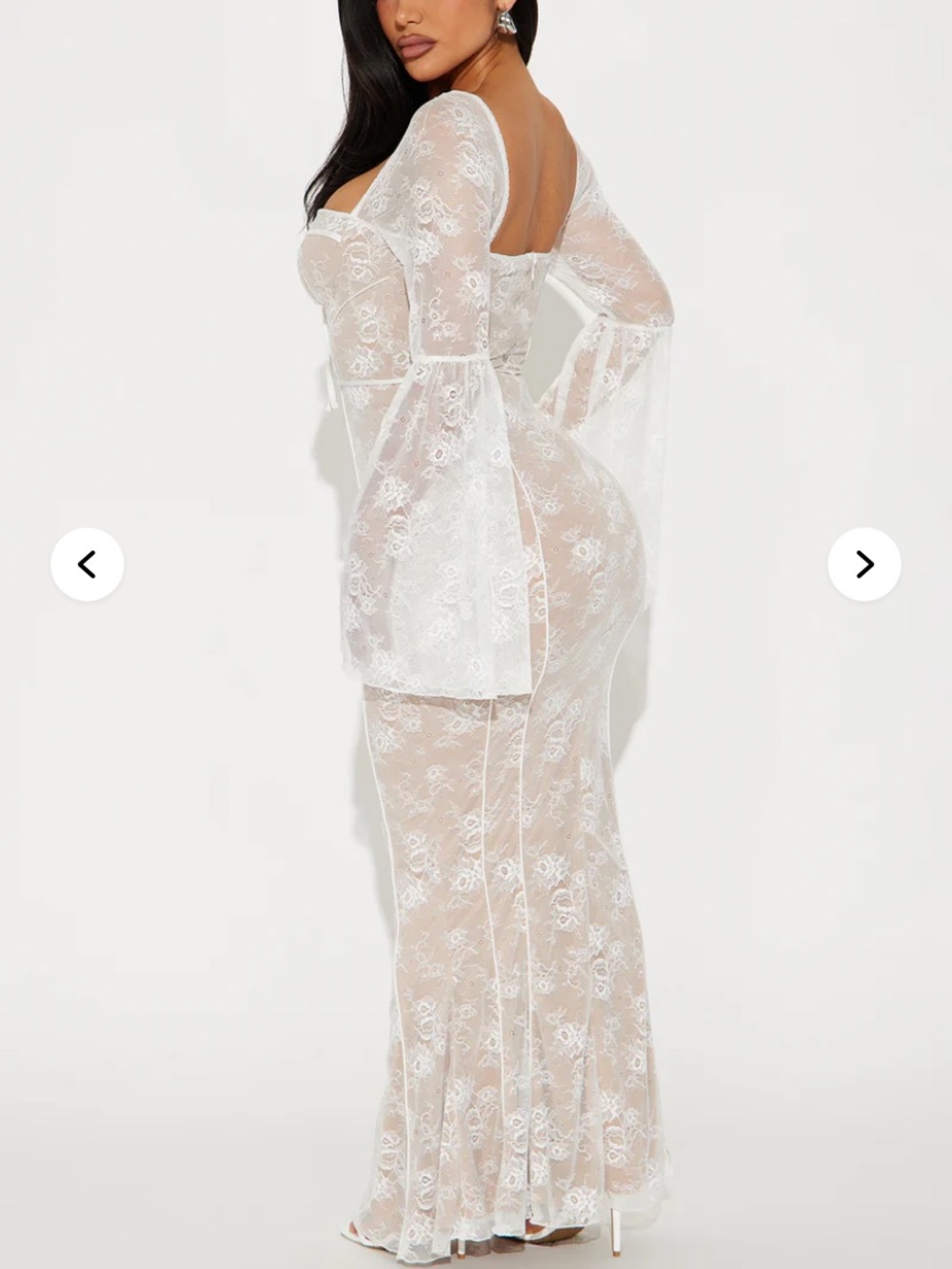 Fashion Nova White Sheer Lace Maxi Dress - Picture 2 of 7